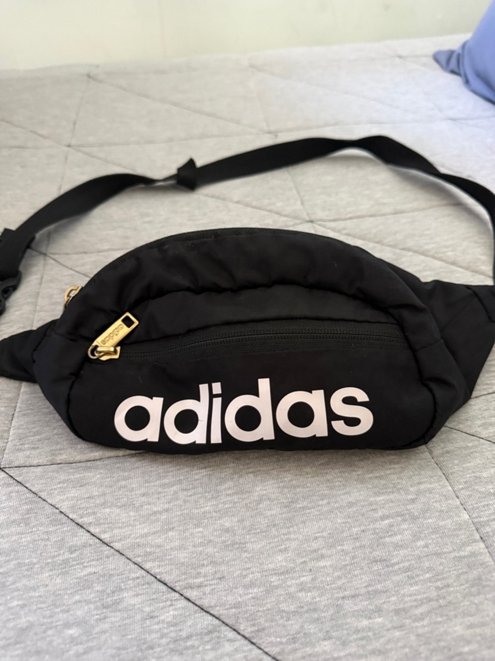 adidas Black Waist Bag with White Logo